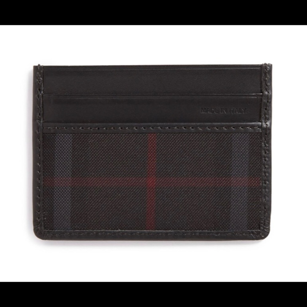 Authentic Burberry Black Check Card Case